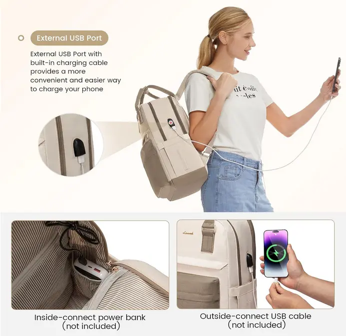 Screenshot 2025-09-23 at 20-23-21 Amazon.com LOVEVOOK Mochila para laptop para mujer bonita mochila para laptop con puerto USB mochila de viaje impermeable Caqui - Beige Mochila para laptop Electrónica.webp