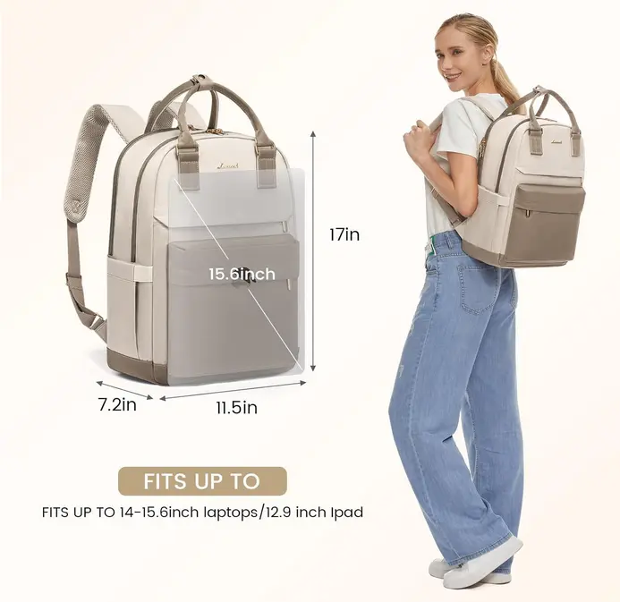 Screenshot 2025-09-23 at 20-23-07 Amazon.com LOVEVOOK Mochila para laptop para mujer bonita mochila para laptop con puerto USB mochila de viaje impermeable Caqui - Beige Mochila para laptop Electrónica.webp